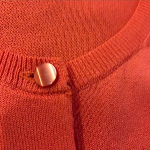 Ann Taylor Cardigan Womens S Stretch Button Front Orange Red Career Casual - Picture 12 of 12